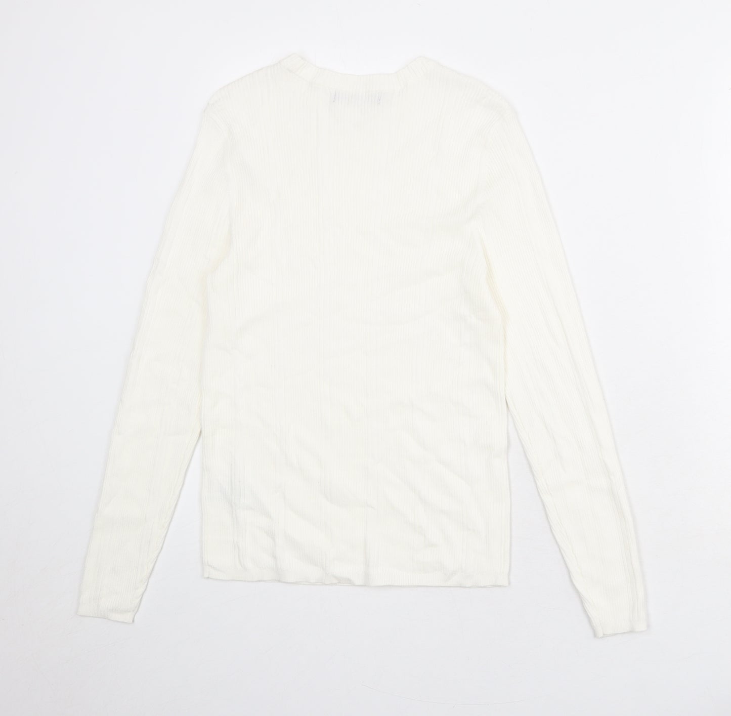 Marks and Spencer Womens White Round Neck Viscose Pullover Jumper Size 12