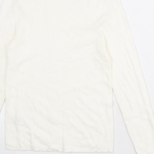 Marks and Spencer Womens White Round Neck Viscose Pullover Jumper Size 12