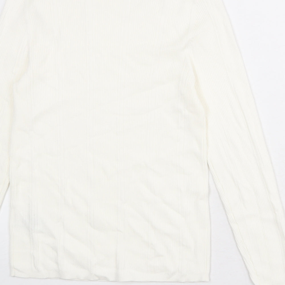Marks and Spencer Womens White Round Neck Viscose Pullover Jumper Size 12