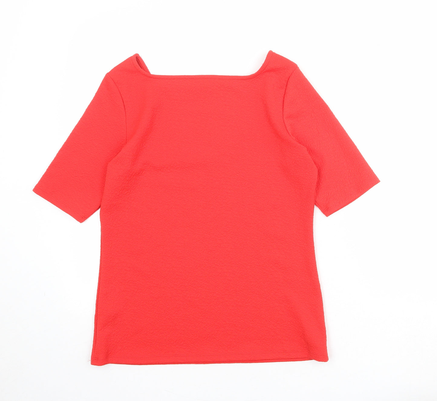 Marks and Spencer Womens Red Polyester Basic T-Shirt Size 12 Square Neck