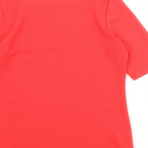 Marks and Spencer Womens Red Polyester Basic T-Shirt Size 12 Square Neck
