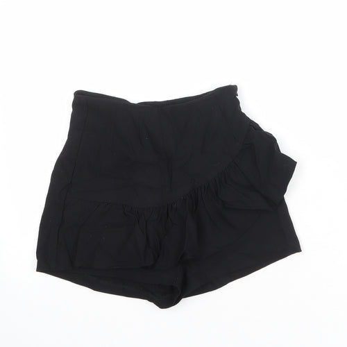 Bershka Womens Black Polyester Culotte Shorts Size 6 Regular Zip