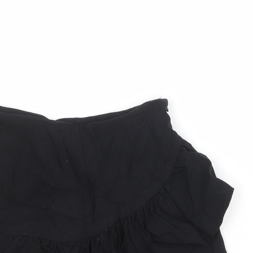 Bershka Womens Black Polyester Culotte Shorts Size 6 Regular Zip