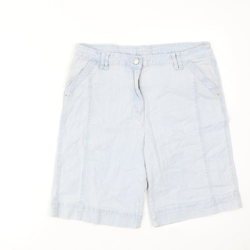 Millers Falls Company Womens Blue Cotton Bermuda Shorts Size 14 Regular Zip
