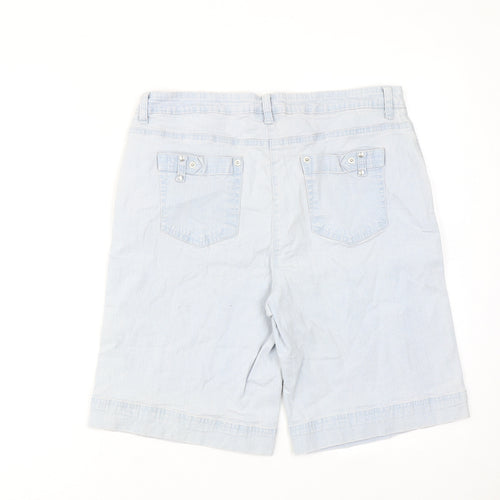 Millers Falls Company Womens Blue Cotton Bermuda Shorts Size 14 Regular Zip