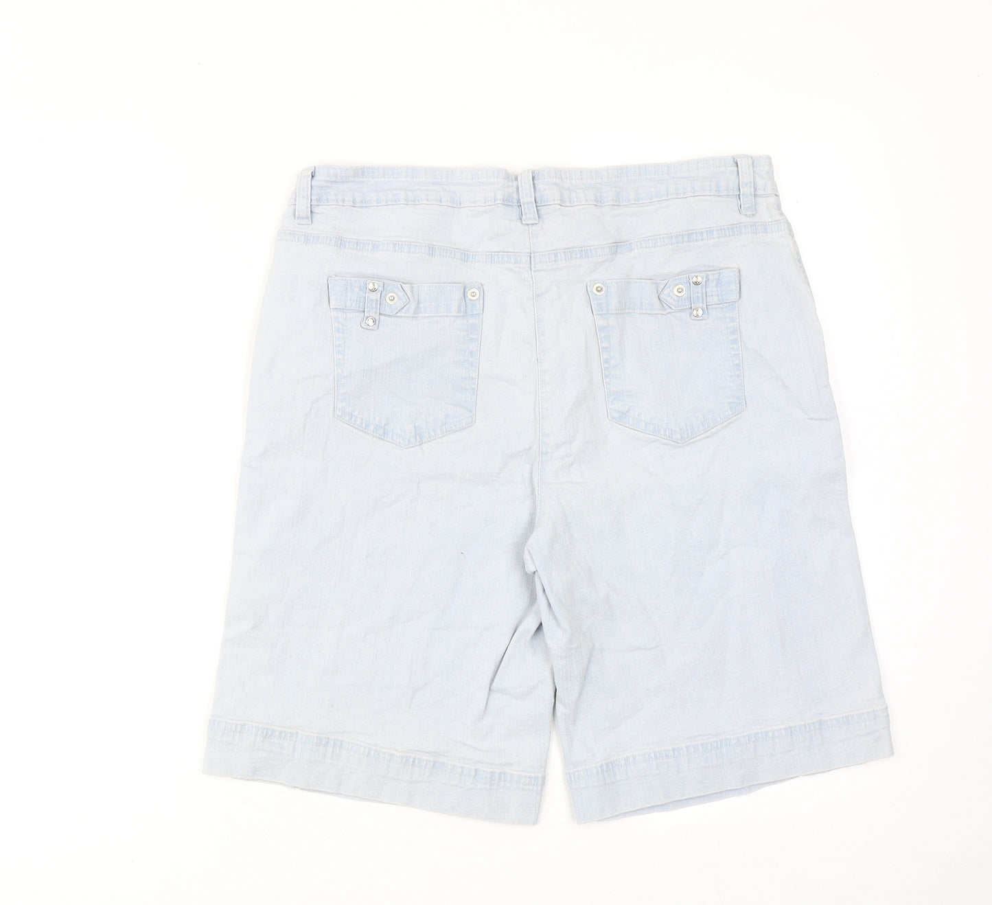 Millers Falls Company Womens Blue Cotton Bermuda Shorts Size 14 Regular Zip