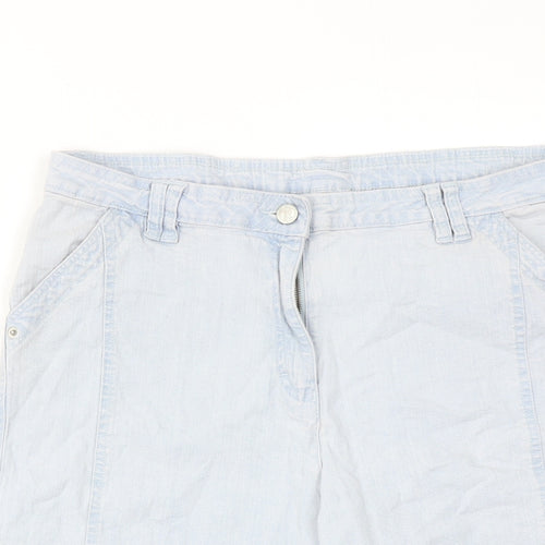 Millers Falls Company Womens Blue Cotton Bermuda Shorts Size 14 Regular Zip