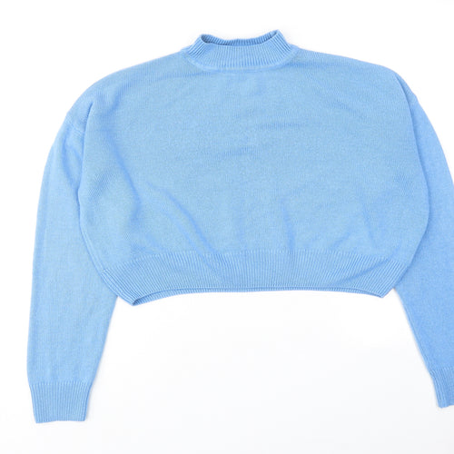 New Look Womens Blue Mock Neck Acrylic Pullover Jumper Size M