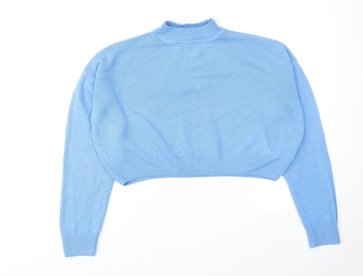 New Look Womens Blue Mock Neck Acrylic Pullover Jumper Size M