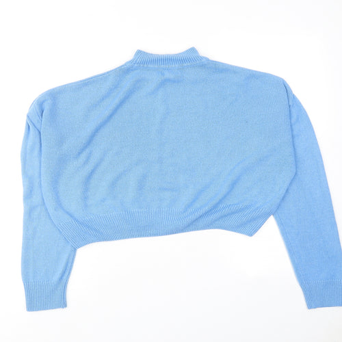 New Look Womens Blue Mock Neck Acrylic Pullover Jumper Size M