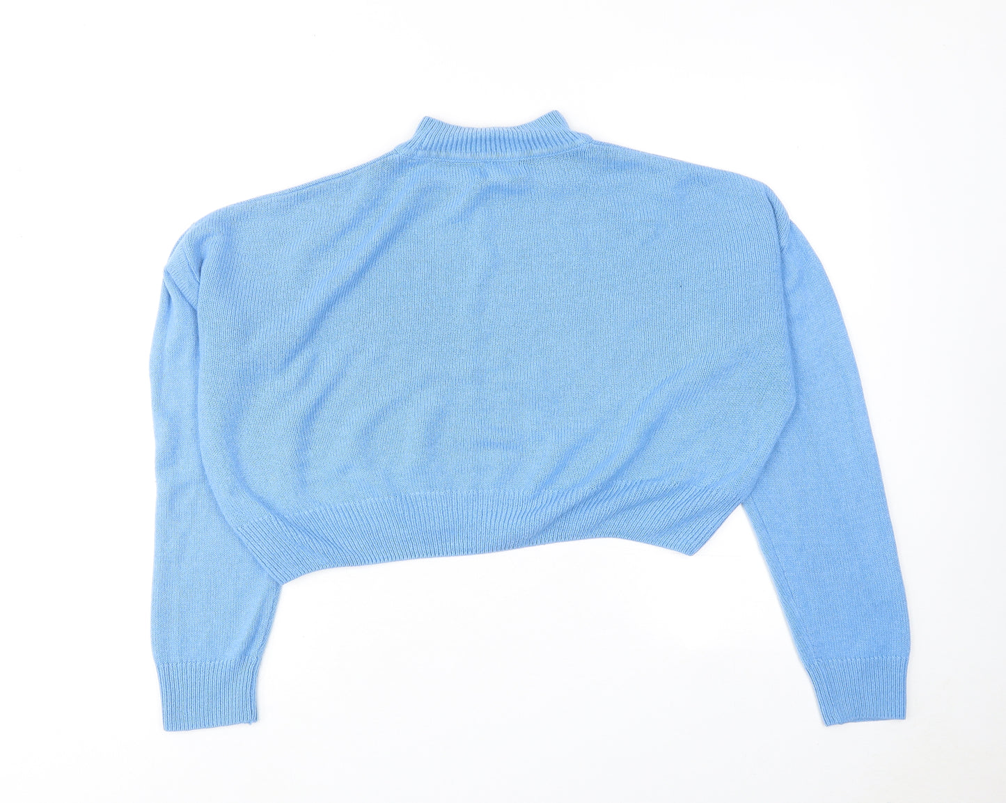 New Look Womens Blue Mock Neck Acrylic Pullover Jumper Size M