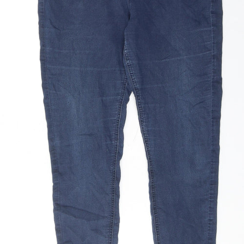 Marks and Spencer Womens Blue Cotton Skinny Jeans Size 14 Regular Zip