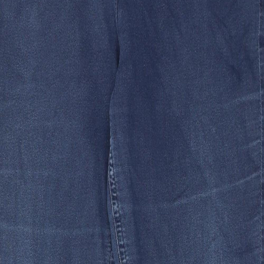 Marks and Spencer Womens Blue Cotton Skinny Jeans Size 14 Regular Zip