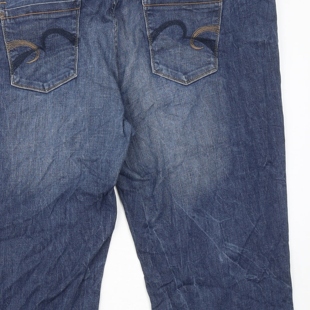 NEXT Womens Blue Cotton Bermuda Shorts Size 24 Regular Zip