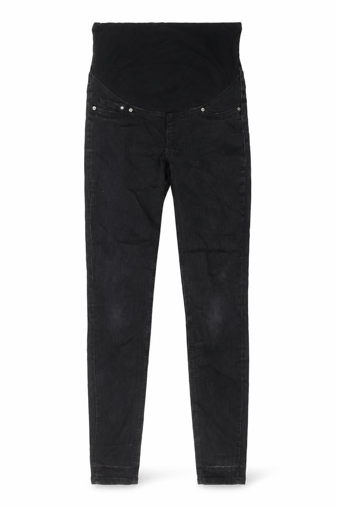 Front view of H&M women’s black cotton skinny jeans, size XS, regular