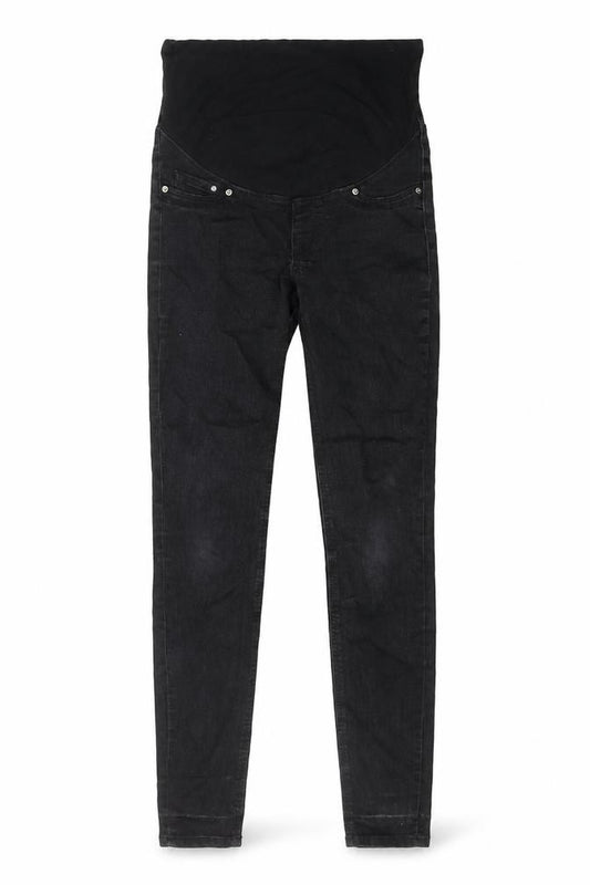 Front view of H&M women’s black cotton skinny jeans, size XS, regular