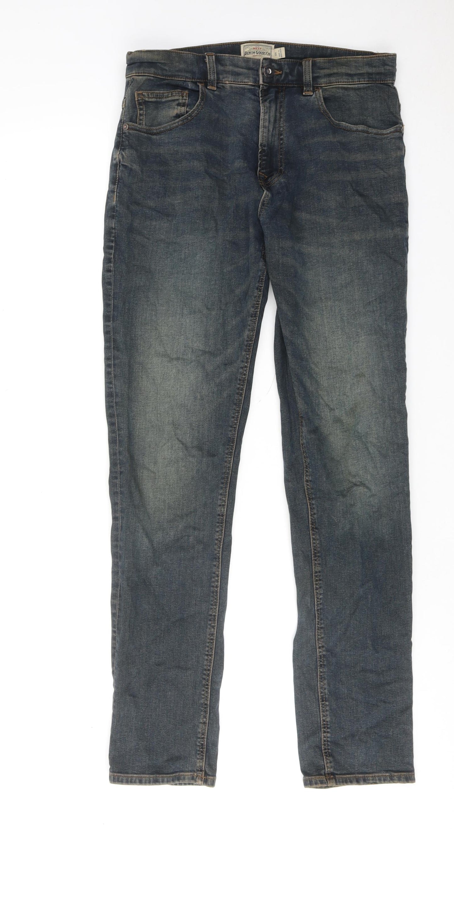 NEXT Mens Blue Cotton Straight Jeans Size 30 in L33 in Regular Zip