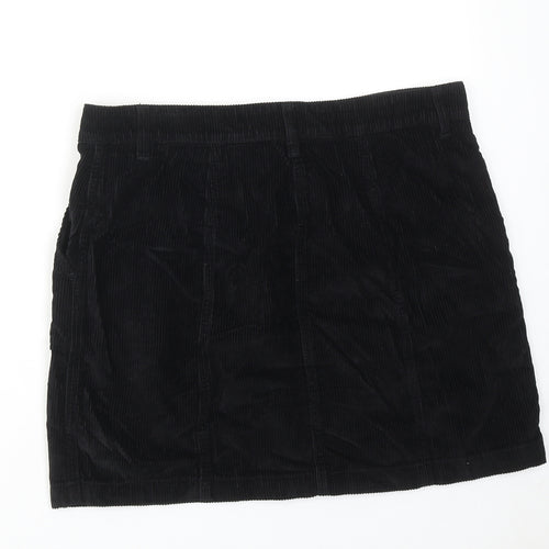 NEXT Womens Black Cotton A-Line Skirt Size 14 Zip