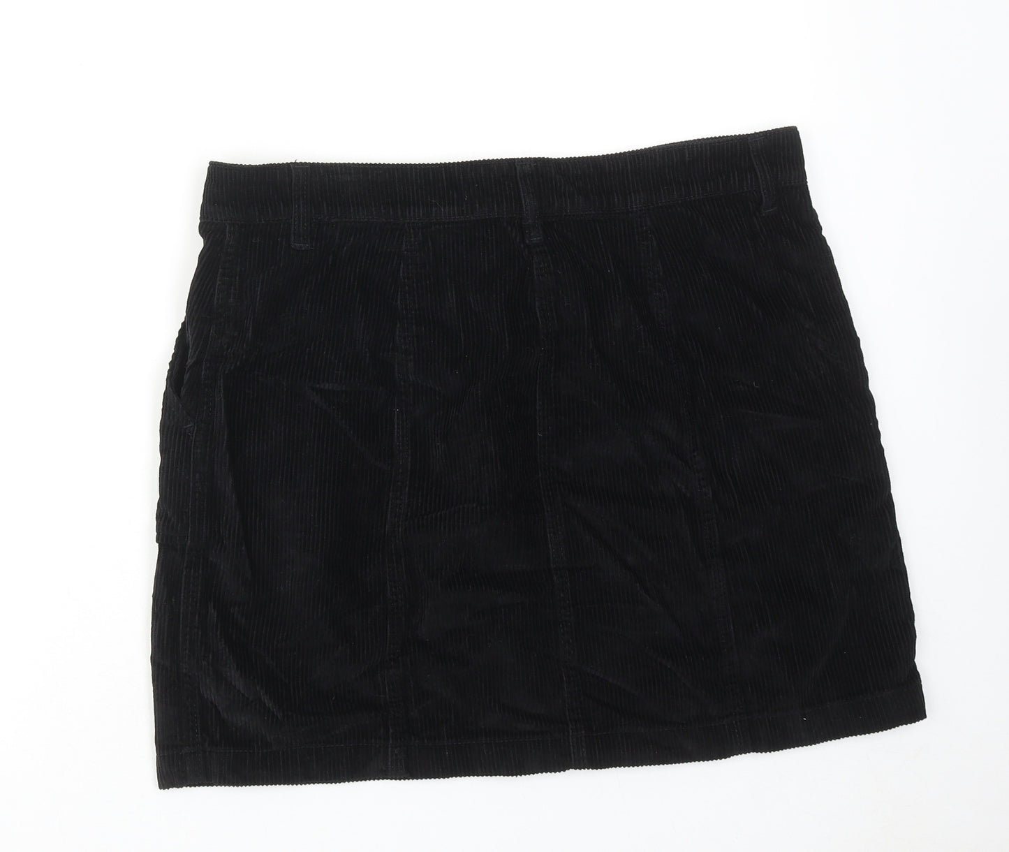 NEXT Womens Black Cotton A-Line Skirt Size 14 Zip