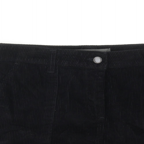 NEXT Womens Black Cotton A-Line Skirt Size 14 Zip