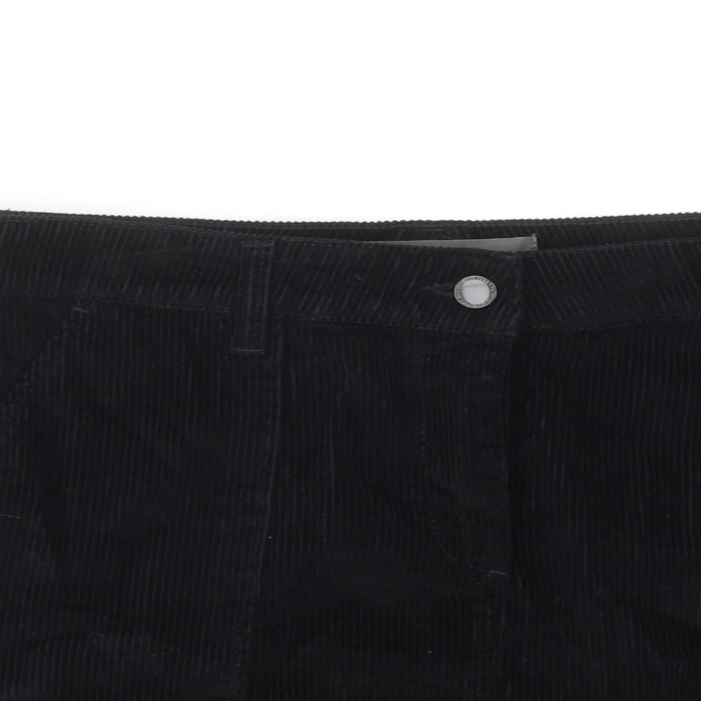 NEXT Womens Black Cotton A-Line Skirt Size 14 Zip