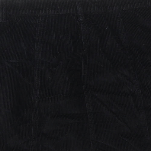 NEXT Womens Black Cotton A-Line Skirt Size 14 Zip