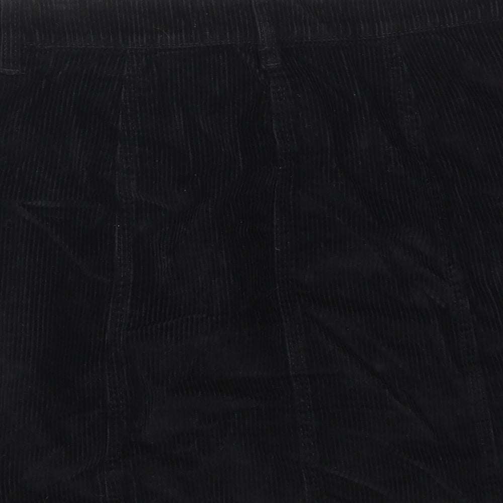 NEXT Womens Black Cotton A-Line Skirt Size 14 Zip