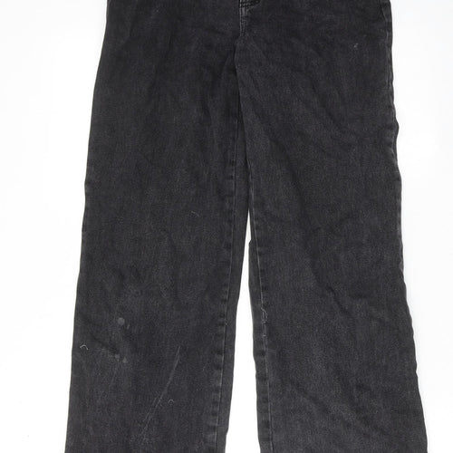 Stradivarius Womens Black Cotton Straight Jeans Size 10 Regular Zip