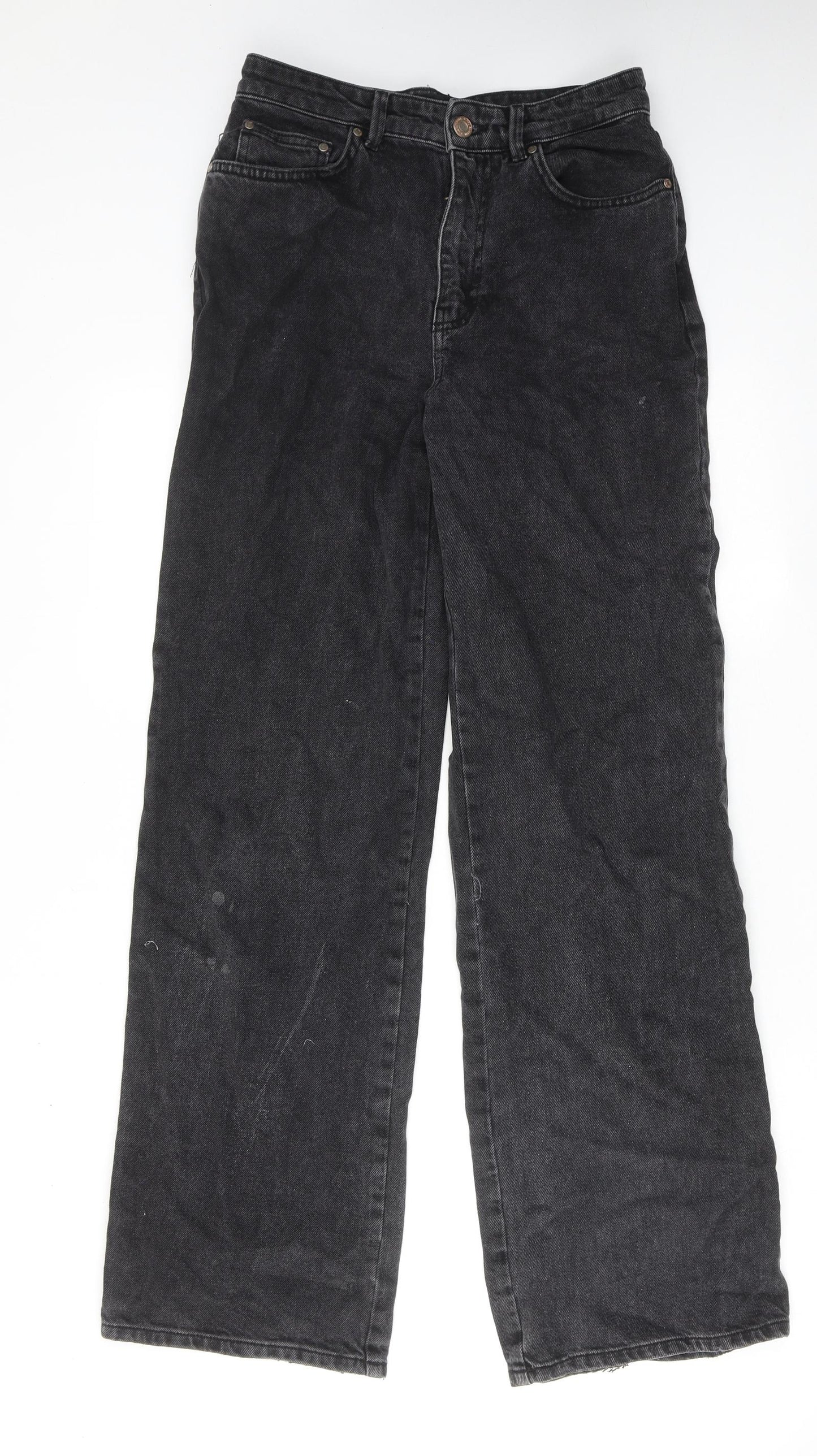 Stradivarius Womens Black Cotton Straight Jeans Size 10 Regular Zip