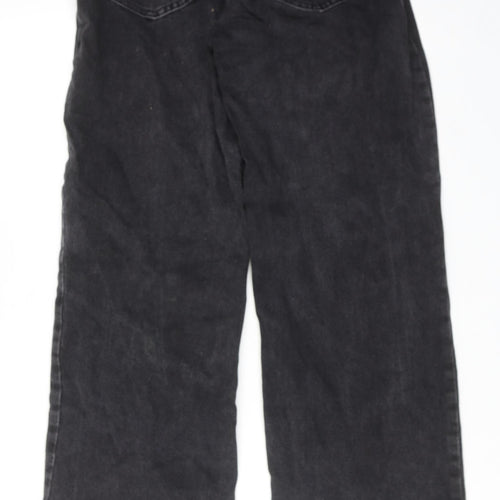 Stradivarius Womens Black Cotton Straight Jeans Size 10 Regular Zip