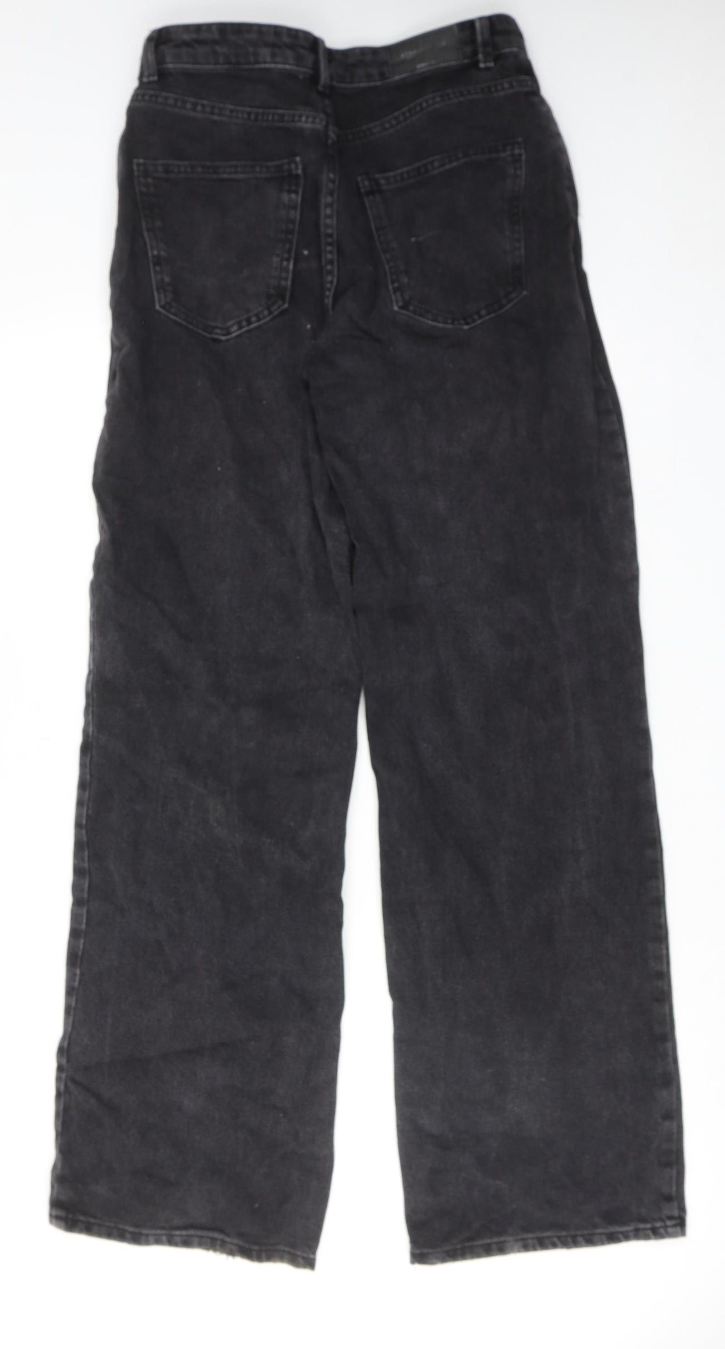 Stradivarius Womens Black Cotton Straight Jeans Size 10 Regular Zip