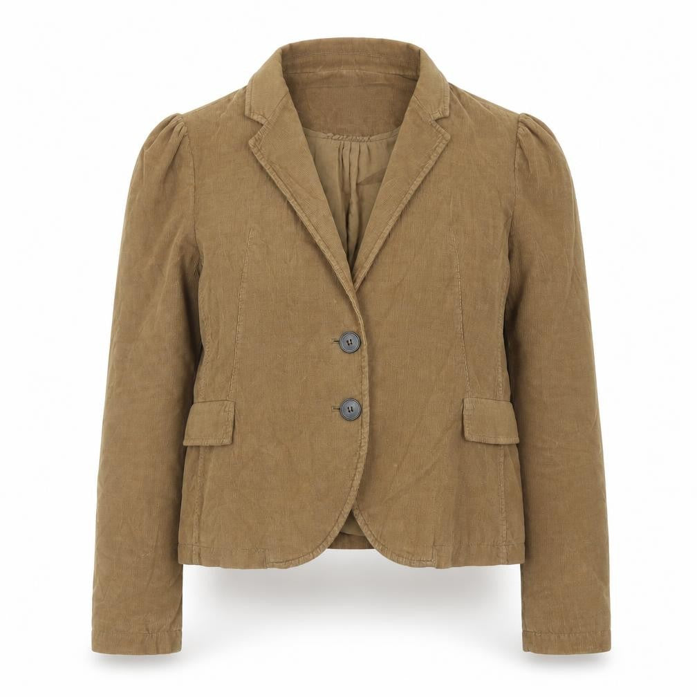 Front view of Zara women’s brown cotton jacket blazer, size XL