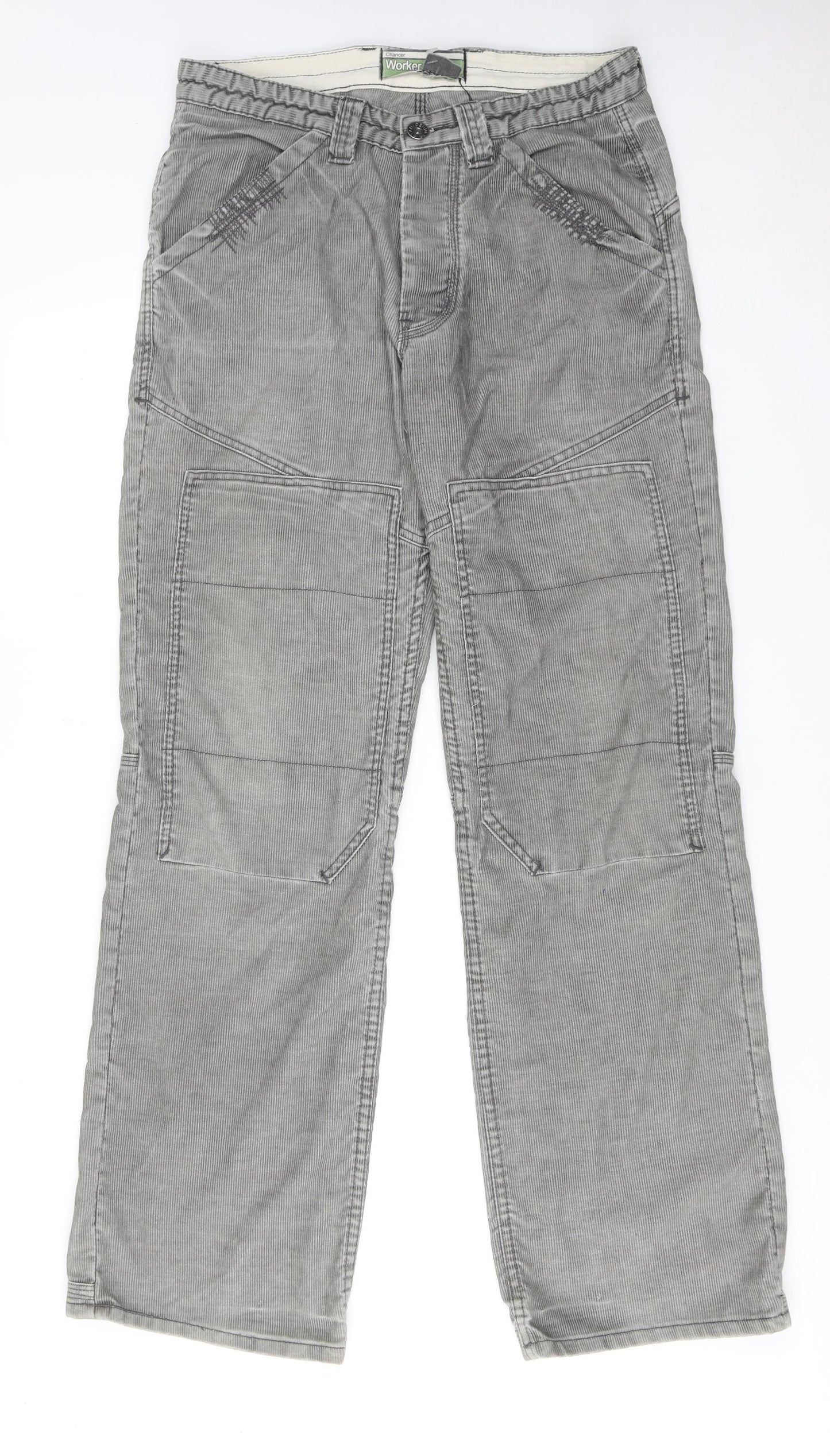 Topman Mens Grey Polyester Trousers Size 32 in L34 in Regular Button