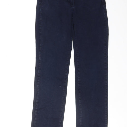 Marks and Spencer Womens Blue Cotton Straight Jeans Size 8 Regular Zip