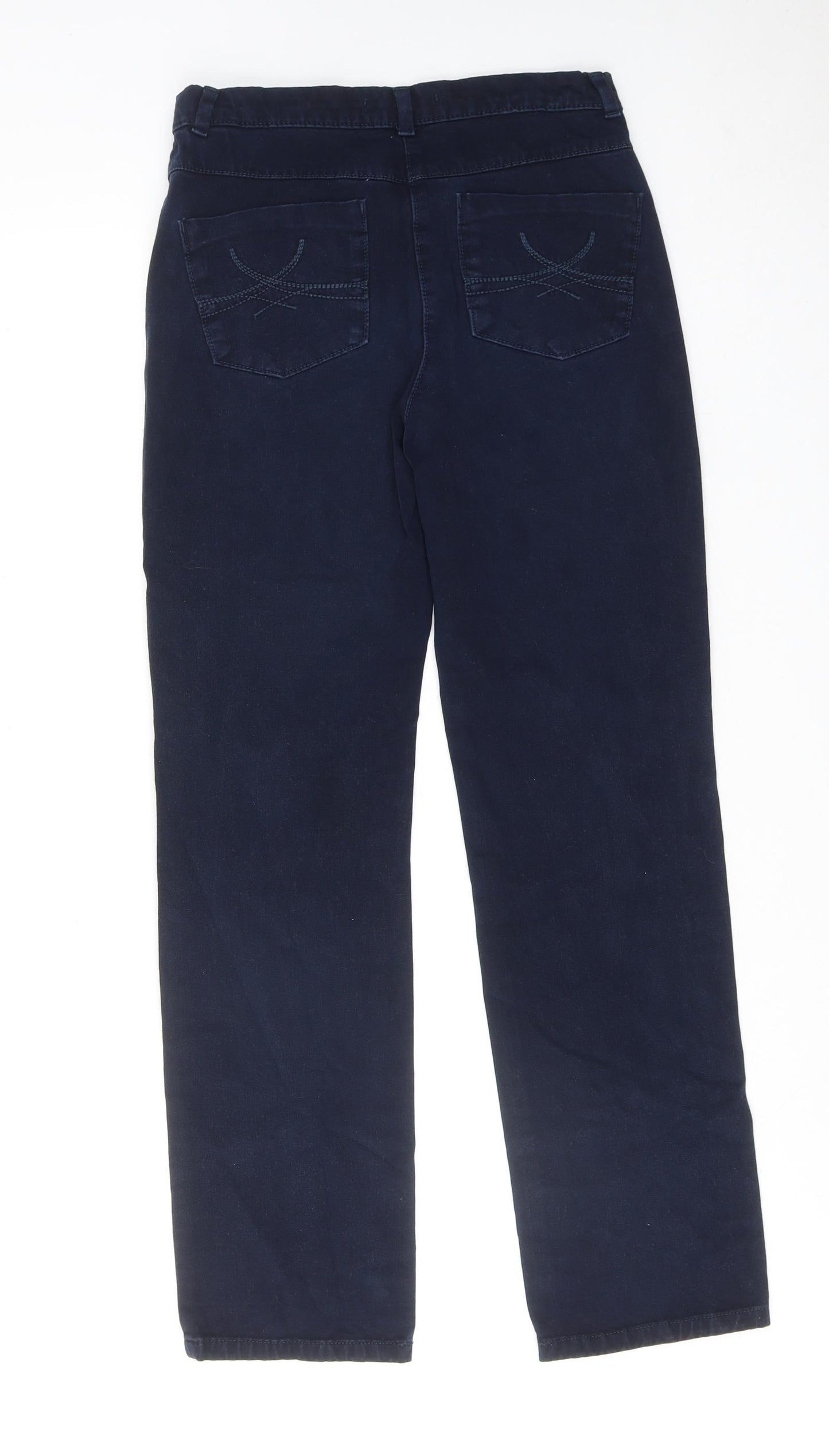 Marks and Spencer Womens Blue Cotton Straight Jeans Size 8 Regular Zip