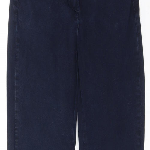 Marks and Spencer Womens Blue Cotton Straight Jeans Size 8 Regular Zip