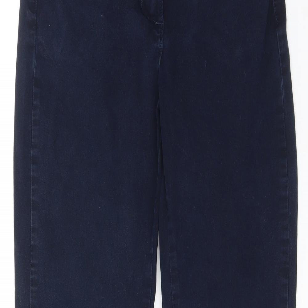 Marks and Spencer Womens Blue Cotton Straight Jeans Size 8 Regular Zip