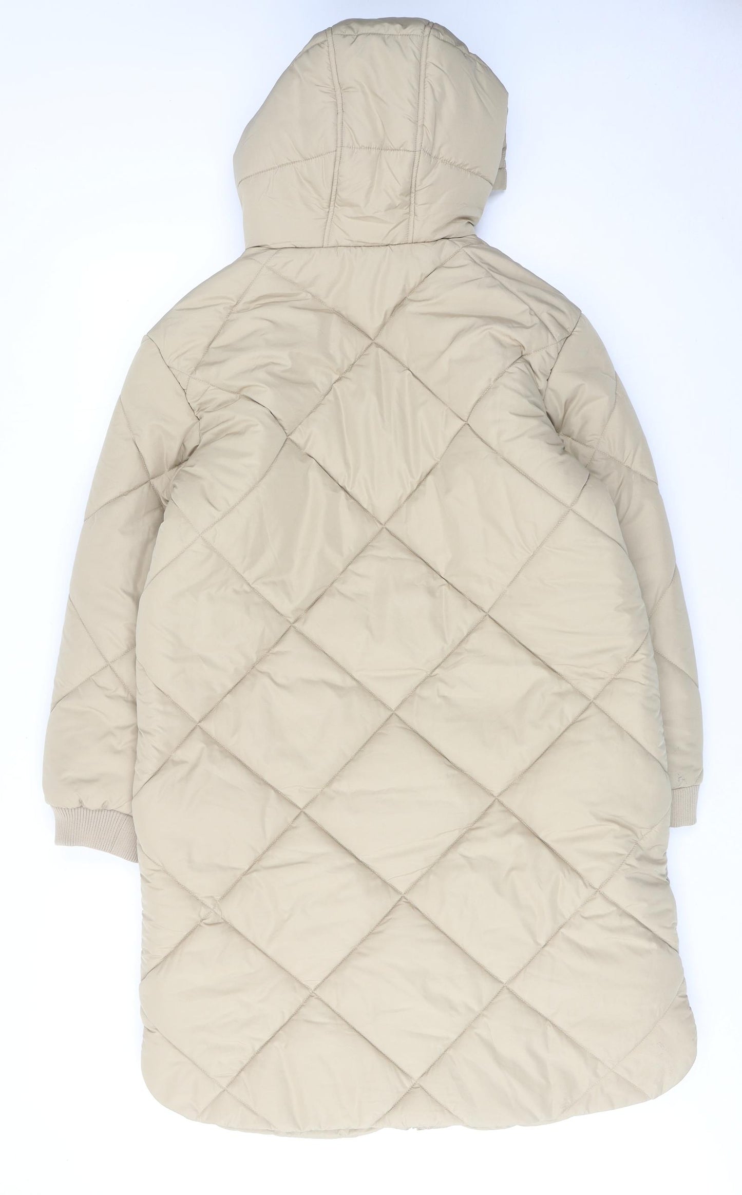 Marks and Spencer Womens Beige Quilted Coat Size 12 Zip
