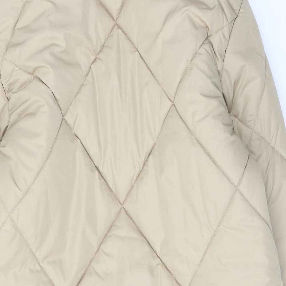 Marks and Spencer Womens Beige Quilted Coat Size 12 Zip
