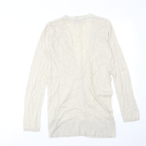 Collection Womens Ivory V-Neck Cotton Cardigan Jumper Size 12