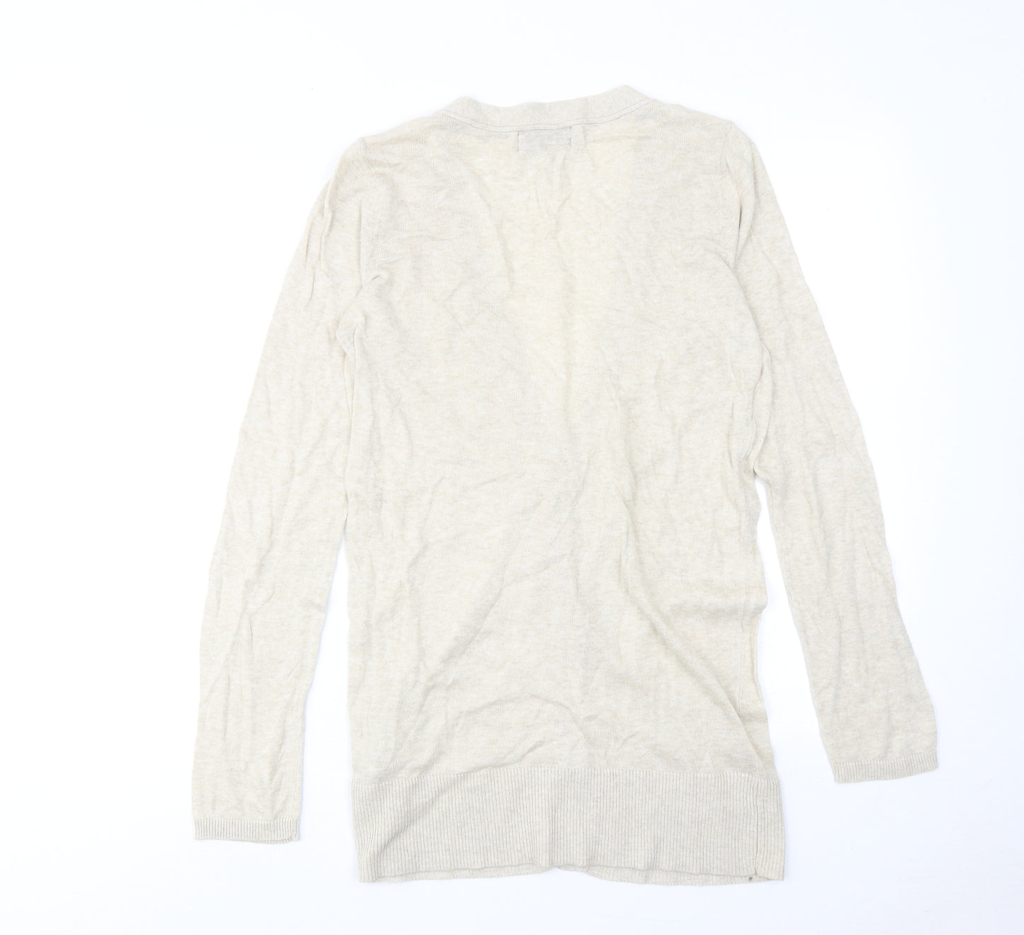 Collection Womens Ivory V-Neck Cotton Cardigan Jumper Size 12