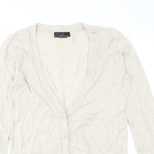 Collection Womens Ivory V-Neck Cotton Cardigan Jumper Size 12