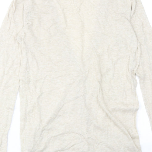Collection Womens Ivory V-Neck Cotton Cardigan Jumper Size 12