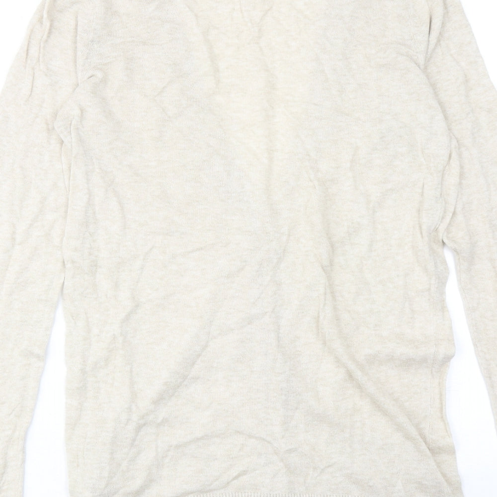Collection Womens Ivory V-Neck Cotton Cardigan Jumper Size 12