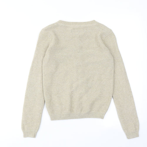 Joules Girls Beige Boat Neck Cotton Cardigan Jumper Size 11-12 Years Button