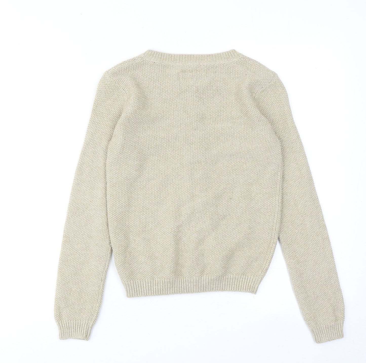 Joules Girls Beige Boat Neck Cotton Cardigan Jumper Size 11-12 Years Button