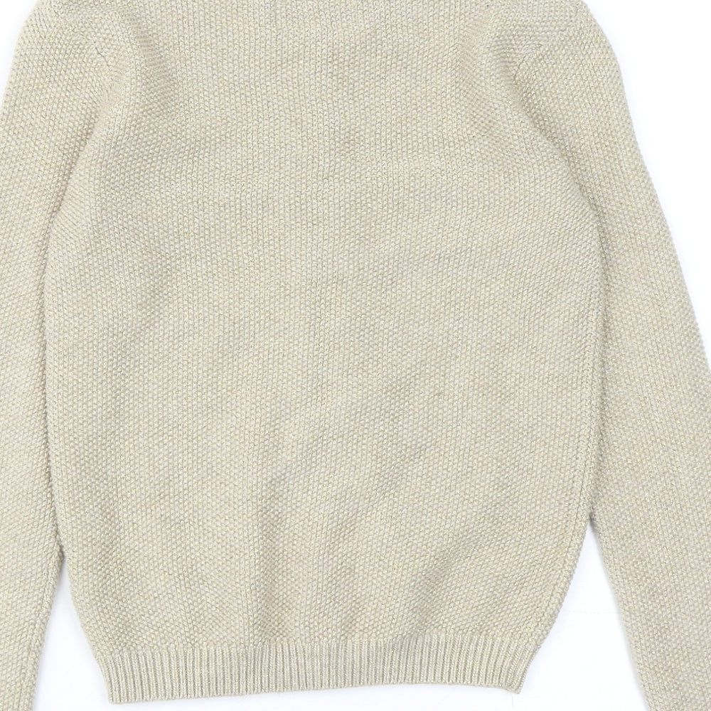 Joules Girls Beige Boat Neck Cotton Cardigan Jumper Size 11-12 Years Button