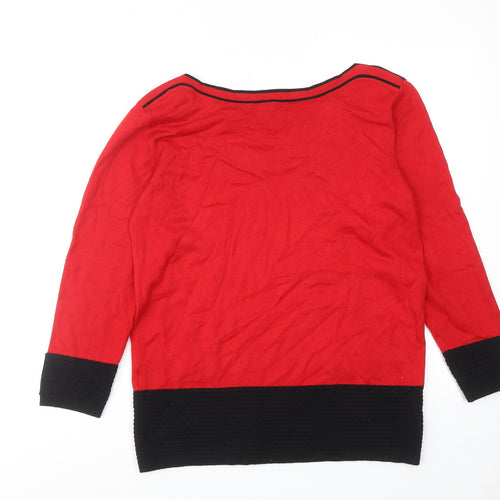 Roman Womens Red Boat Neck Viscose Pullover Jumper Size 16 - Colourblock
