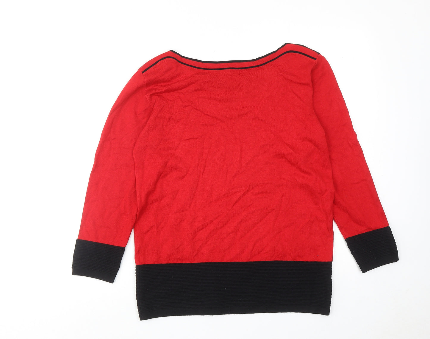 Roman Womens Red Boat Neck Viscose Pullover Jumper Size 16 - Colourblock