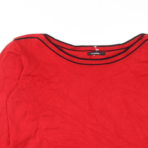 Roman Womens Red Boat Neck Viscose Pullover Jumper Size 16 - Colourblock
